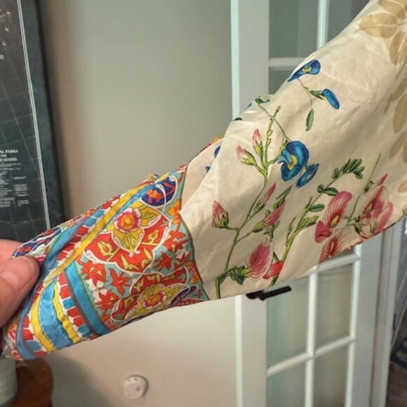 Johnny Was Cream with Multi Colors Silk Blouse - Picture 2 of 5